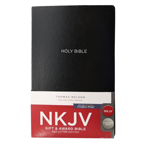 NKJV Gift & Award Bible (Black Leather-look) - Red Letter Edition